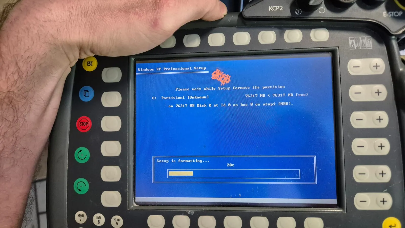 Il KCP durante l’installazione di Windows XP