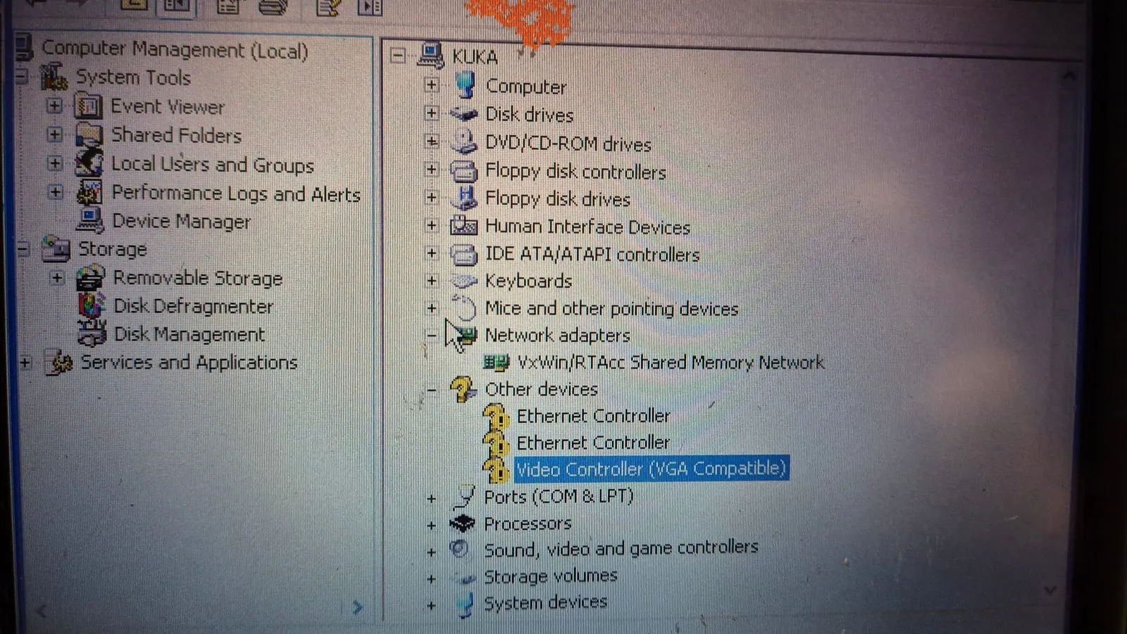 Gestione dispositivi con la rete VxWin/RTAcc e tre dispositivi senza driver